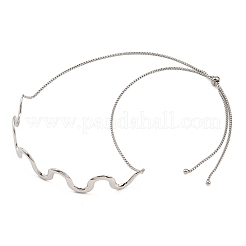 304 Stainless Steel Wavy Line Choker Slider Necklaces&nbsp;NJEW-Z106-01P