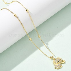Brass Micro Pave Clear Cubic Zirconia Pendant Necklaces for Women&nbsp;NJEW-M084-02G-04