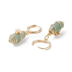 Gemstone Bullet with Star Dangle Hoop Earrings&nbsp;EJEW-JE05003