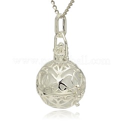 Silver Color Plated Brass Hollow Round Cage Pendants&nbsp;KK-J240-07S