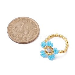 Round Seed Beads with Gemstone Beads Rings&nbsp;RJEW-MZ00015