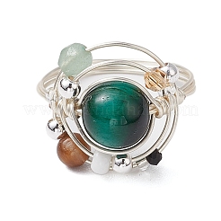Planet Natural Green Aventurine Finger Rings&nbsp;RJEW-TA00165-02