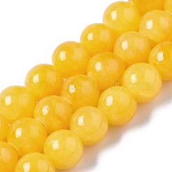 Natural Dyed Yellow Jade Gemstone Bead Strands&nbsp;G-R271-6mm-Y07