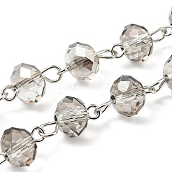 Handmade Rondelle Glass Beads Chains for Necklaces Bracelets Making&nbsp;AJEW-JB00120-06