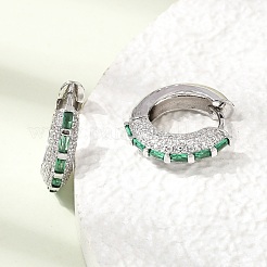 Brass Micro Pave Cubic Zirconia Hoop Earrings&nbsp;KK-CBA8324-22P-03