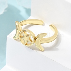 Brass Open Cuff Rings for Women&nbsp;RJEW-K322-01G