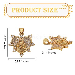 5Pcs Brass Micro Pave clear Cubic Zirconia Pendants&nbsp;ZIRC-SZ0002-54