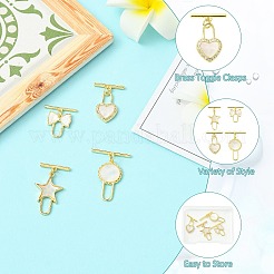 4Pcs 4 Styles Brass Toggle Clasps&nbsp;KK-CJ0003-53