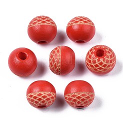 Painted Natural Wood Beads&nbsp;WOOD-S057-072