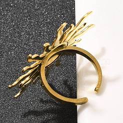 304 Stainless Steel Open Cuff Ring for Women&nbsp;RJEW-B109-01G-04