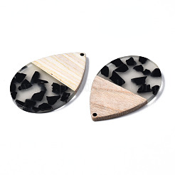 Transparent Resin & Walnut Wood Pendants&nbsp;X-RESI-T035-29A