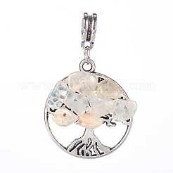 Natural White Moonstone European Dangle Charms&nbsp;PALLOY-JF00349-09