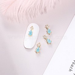 Chinese lute Shape Brass Micro Pave Clear Cubic Zirconia Nail Gems Set&nbsp;MRMJ-T015-40-M