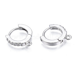 Brass Micro Pave Cubic Zirconia Huggie Hoop Earring Findings&nbsp;KK-T063-012P-NF
