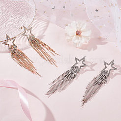 2 Pairs 2 Colors Alloy Hollow Star Dangle Stud Earrings&nbsp;EJEW-AN0003-77