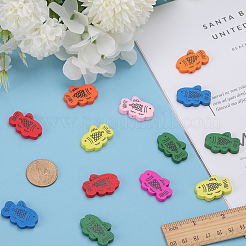 105Pcs 7 Colors Printed Wood Beads&nbsp;WOOD-GF0001-86