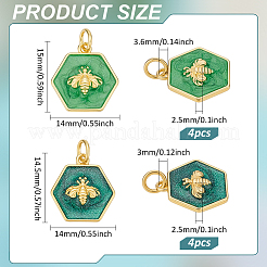 8Pcs 2 Styles Rack Plating Brass Enamel Pendants&nbsp;KK-BC0014-81