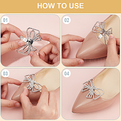 4Pcs 2 Colors Bowknot Alloy Rhinestone Shoe Decorations&nbsp;FIND-CP0002-23