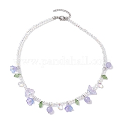 Glass with Malaysia Jade Beaded Necklaces&nbsp;NJEW-JN04680-01