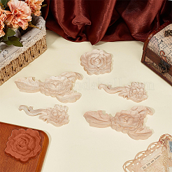 6Pcs 3 Styles Flower Wood Carved Onlay Applique Craft&nbsp;DIY-OC0014-07