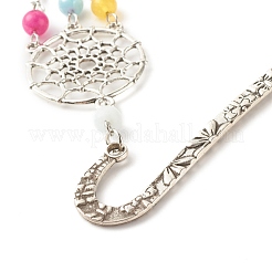 Natural Round Dyed White Jade Beads Bookmark&nbsp;AJEW-JK00176