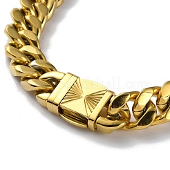 Ion Plating(IP) 304 Stainless Steel Diamond Cut Cuban Link Chain Necklaces&nbsp;NJEW-P288-11G