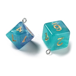 7 Styles Transparent Resin Polyhedral Dice Pendants Set&nbsp;RESI-A029-01Q