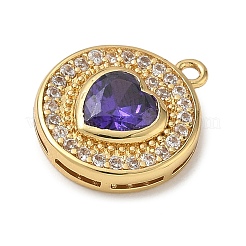 Brass Micro Pave Cubic Zirconia Pendants&nbsp;KK-CBA74BF-12G-01