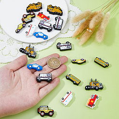 18Pcs 9 Styles Food Grade Eco-Friendly Cartoon Vehicle Silicone Focal Beads&nbsp;SIL-HS0001-04