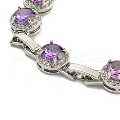 Flat Round Glass Link Chain Bracelets&nbsp;BJEW-H604-02P-07