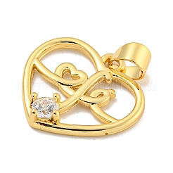 Rack Plating Brass Micro Pave Clear Cubic Zirconia Pendants&nbsp;KK-B091-49G-04