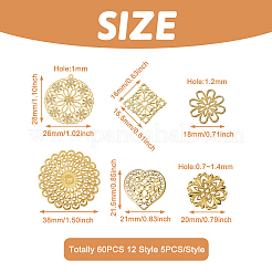60Pcs 12 Style Brass Multi-strand Links & Filigree Joiners Links&nbsp;KK-SW0001-05
