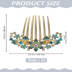 1Pc Flower Alloy Rhinestone Hair Combs&nbsp;OHAR-LP0004-23