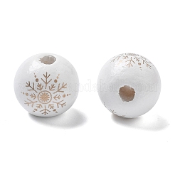 Christmas Printed Schima Wood European Beads&nbsp;WOOD-G023-18B