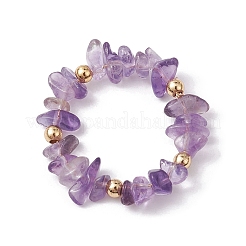 Natural Mixed Gemstone Chips Beaded Stretch Ring&nbsp;RJEW-JR00646