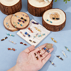 32Pcs 16 Styles Natural Mixed Gemstone Chip Connector Charms&nbsp;PALLOY-FH00095