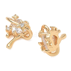 Brass Micro Pave Clear Cubic Zirconia Charms&nbsp;CU-CBAB0CF-21G
