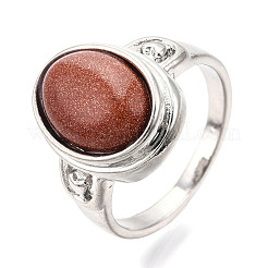 Natural Mixed Gemstone Oval Finger Rings&nbsp;RJEW-N044-03