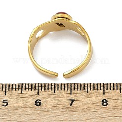 316 Stainless Steel with Natural Mixed Gemstone Cuff Rings&nbsp;RJEW-Z098-01G-05