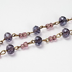 Glass Rondelle Beads Chains for Necklaces Bracelets Making&nbsp;AJEW-JB00116