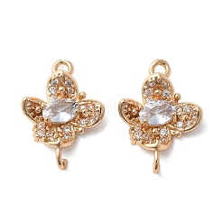 Brass Micro Pave Cubic Zirconia Connector Charms&nbsp;KK-Z103-10KCG-01