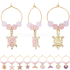 20Pcs 10 Styles Ocean Theme Alloy Enamel Wine Glass Charms&nbsp;AJEW-SC00056