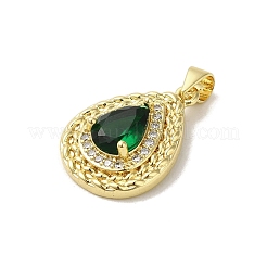 Brass Micro Pave Cubic Zirconia Pendants&nbsp;KK-C058-05G-01