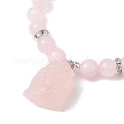 Raw Rough Natural Rose Quartz Charm Bracelets&nbsp;BJEW-JB10298-02