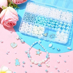 DIY Round ABS Plastic Imitation Pearl Beads Bracelets Making Kits&nbsp;DIY-YW0009-80