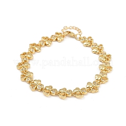 Brass Micro Pave Clear Cubic Zirconia Link Bracelets for Women&nbsp;BJEW-F504-14G