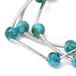 Round Synthetic Turquoise Beads Multi-strand Bracelets for Women&nbsp;BJEW-JB12335-02