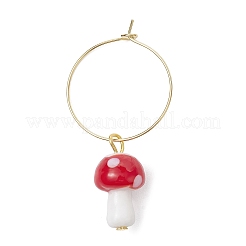 Handmade Lampwork Mushroom Wine Glass Charm&nbsp;AJEW-JO00216