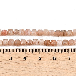Natural Peach Moonstone Beads Strands&nbsp;G-B171-A02-4x4mm