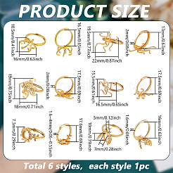 6Pcs 6 Style Brass Open Adjustable Rings Base&nbsp;KK-PH0011-84